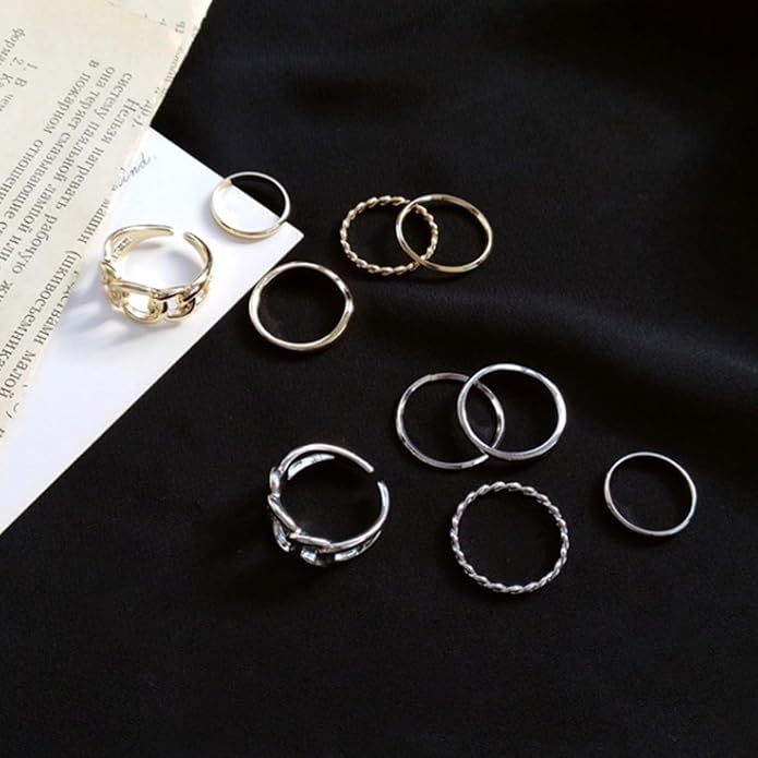 Rings for Women,5 Pcs Finger Ring Anti-allergy Wearable Alloy Vintage Finger Rings Set for Gift