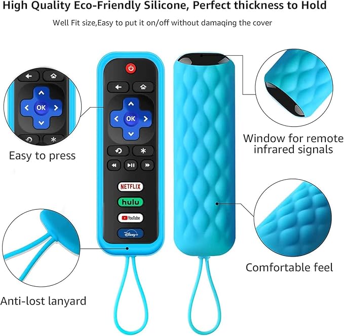 Replacement Remote for Roku TV with Luminous Silicone Case, Compatible with Roku Series TVs, Soft Silicone Case, Glow in The Dark, 4 Shortcut Buttons, Up to 39 Feet Range