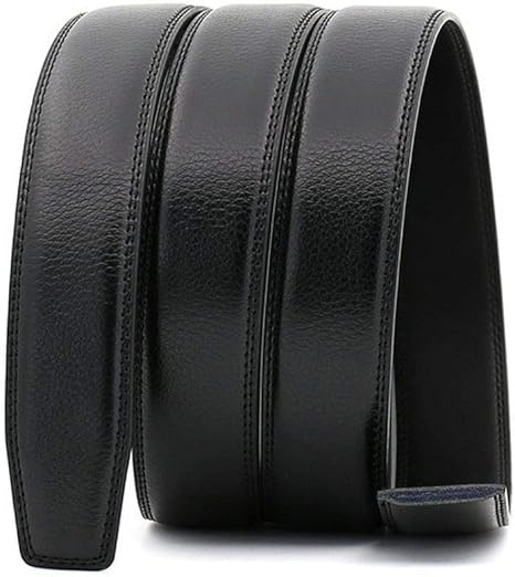 Rojeam Unisex Belt Without Buckle 3.5CM Wide Leather Ratchet Belt Strap for Men & Women