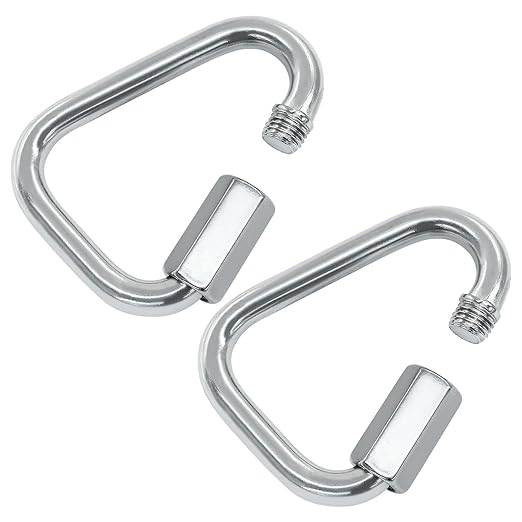 2 Pack M8 Heavy Duty Triangle Quick Links, 2.9" Stainless Steel Carabiners with Triangular Locking Hooks, Quick Connects for Camping Outdoor Gear