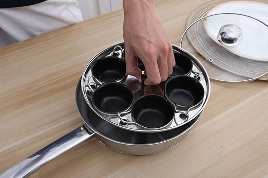 Egg Poacher Pan - Stainless Steel Poached Egg Cooker Perfect Poached Egg Maker Induction Cooktop Egg Poachers Cookware Set with 6 Nonstick Large PFOA FREE Egg Poacher Cups and Silicone Spatula