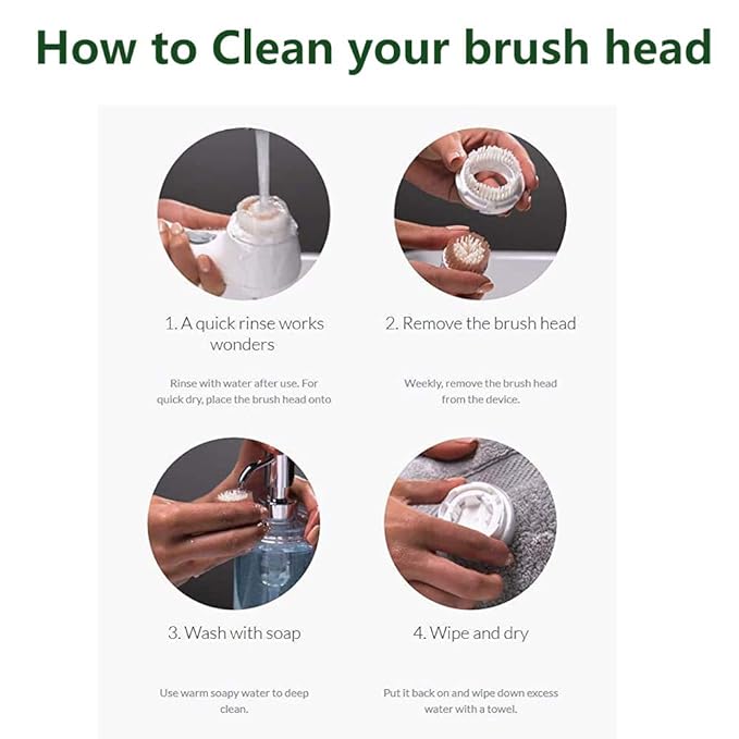 Facial Cleansing Brush Head Replacement, Facial Cleansing Brush Head, Exfoliator Facial Brush Heads, for Acne Prone, Clogged and Enlarged Pores Sensitive Skins (Luxe Cashmere4Pack)