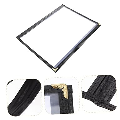 PartyKindom 1pc Menu Clear PVC Binder Cover Hard Hat Chin Strap Leather Binder Pie Storage Container with Lid Rotating Tea Pot Leather File Folder Recipe Binders Order Book Pu Personality A4
