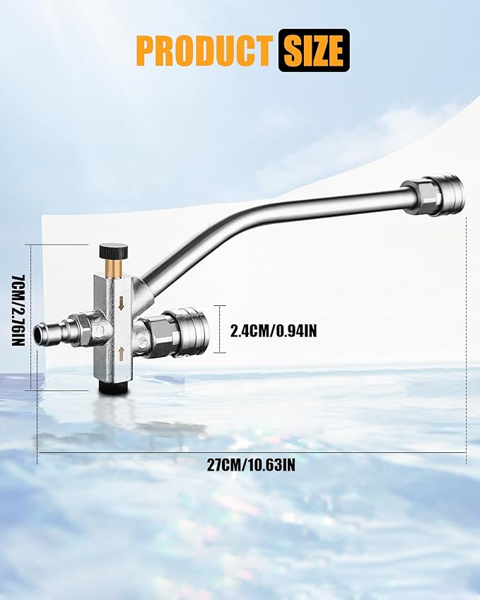 Foam Cannon Dual Connector for Pressure Washers, Double Tip Attachment, 4000 PSI, 14'' Quick Connect, Ideal for Car, Motorcycle, Roof, and Driveway Cleaning