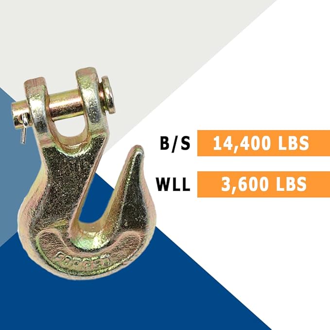 14 Grade 70 Forged Clevis Slip Hook, 14,400lbs Breaking Strength, for Chain Hooks for Trailers and Towing (2)