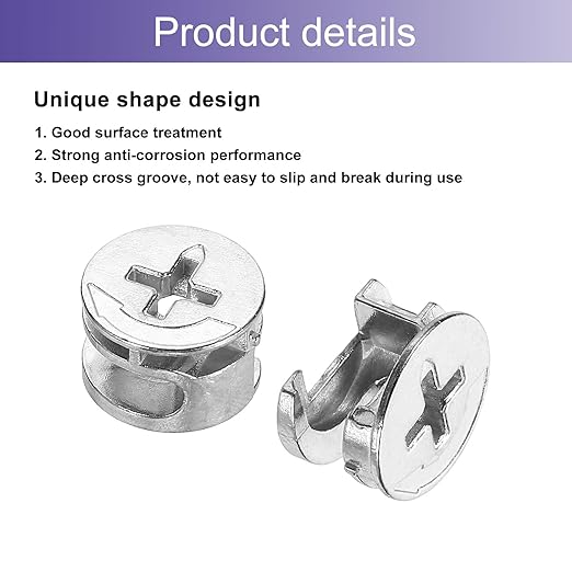 uxcell Cam Lock Nut for Furniture, 10pcs 15x9.5mm Joint Connector Locking Nuts Furniture Connecting Cam Fittings