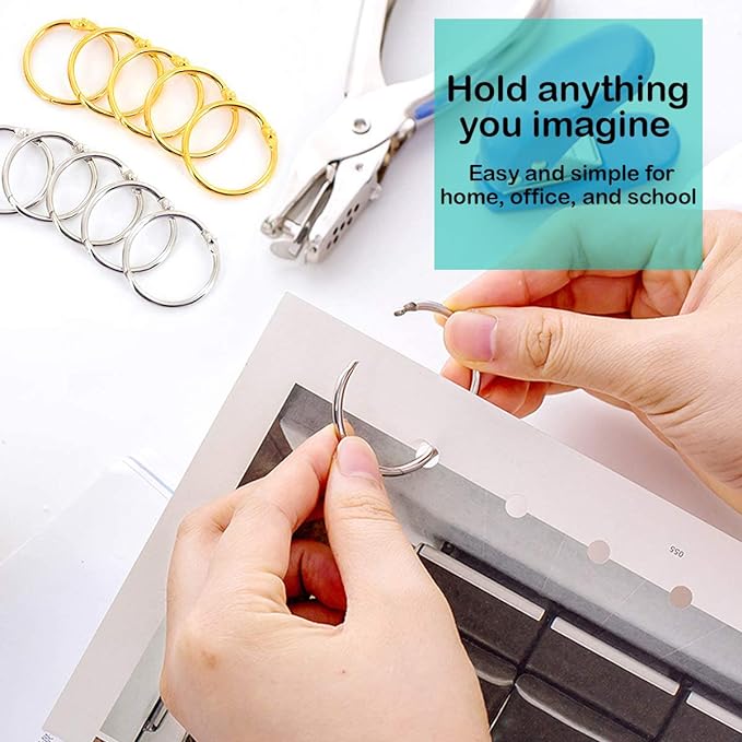 Loose Leaf Binder Rings 1 12 Inch, Metal Book Rings for Index Cards 100 Pack, Heavy Duty Nickel Plated Great for Flashcards, Home, School and Office