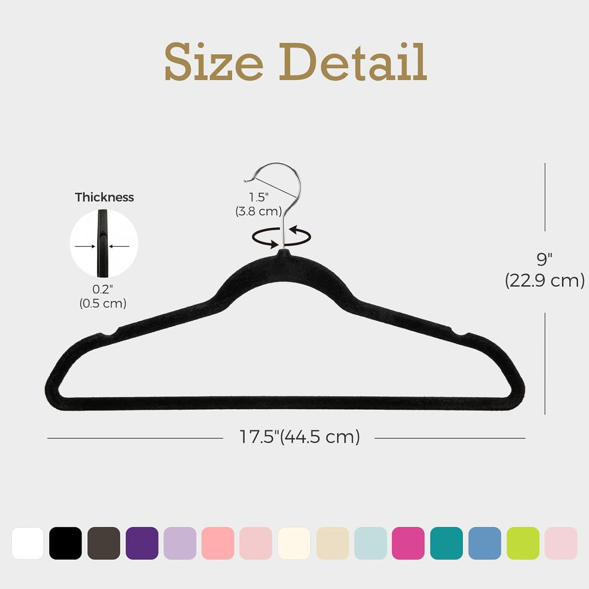 HOUSE DAY Premium Velvet Hangers, Non-Slip Thin Flocked Felt Hangers, Sturdy Clothes Hangers Heavy Duty Coat Hangers & Suit Hangers, Durable Suit Hangers for Closet Space Saving (20 Pack, Black)