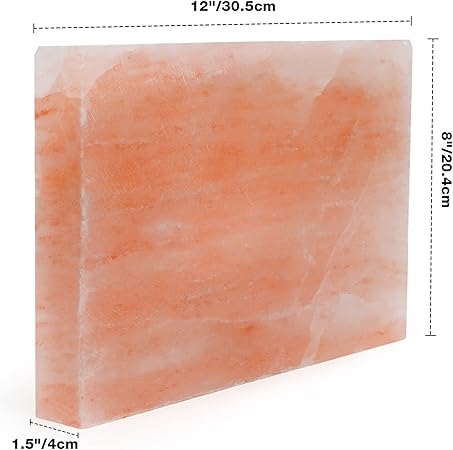 Himalayan Salt Block Cooking Plate Safe Easy Salt Slab and Grilling Stone, 12"x8"x1.5"
