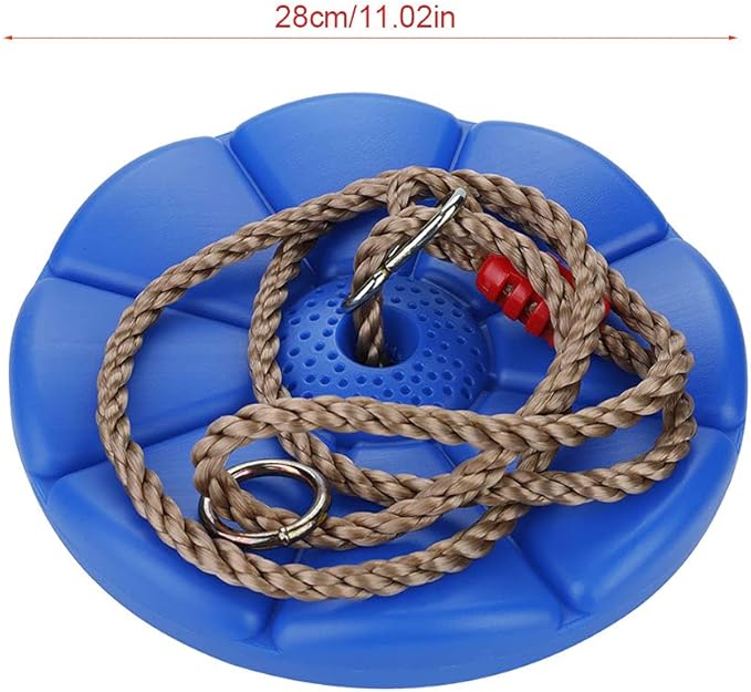 Disc Swing Toy, Plastic Rope Tree Zip Line Swings, Children Round Swing Disc Toy with Rope for Outdoor Play (Blue Petals)