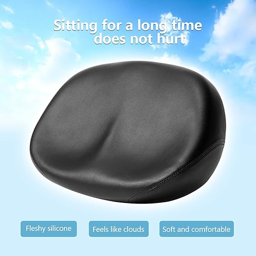 Noseless Wide Bike Seat,Nose Free Bicycle Saddle,Oversized Comfortable E-Bike Saddle Universal Fit Bicycle Seat for Women Men,Comfort Tricycle Saddle Peloton Saddle Stationary Bike Seat