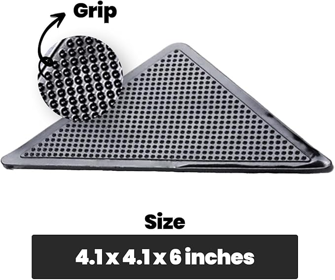 Muddy Mat Heavy Duty Non-Slip Reusable Rug Corner Pads - Double-Sided Adhesive Pad for Corners and Sides on Hardwood Floors, Area Rugs - Keep Your Rug in Place (Pack of 4)