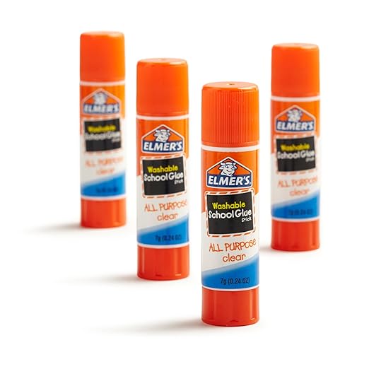 Elmer's All Purpose School Glue Sticks, Clear, Washable, 4 Pack, 0.24-ounce sticks