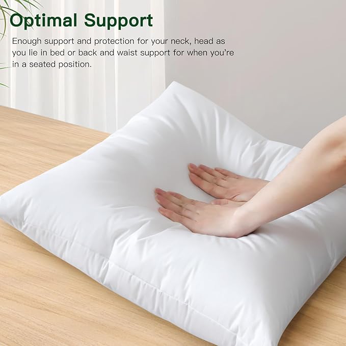 OTOSTAR Pack of 1 Down and Feather Throw Pillow Inserts, 20 x 20 Soft Fluffy Square Pillow Inserts with 100% Cotton Cover Decorative Pillows for Sofa Couch Bed-White