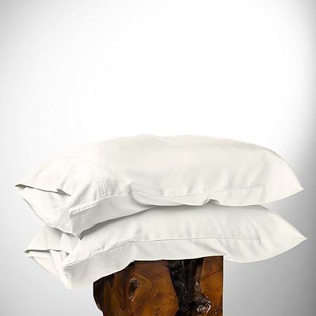 Olive Crate Tencel Eucalyptus Pillowcases - 100 Tencel Lyocell Cooling Pillow Cases for Hot Sleepers - Hypoallergenic, Moisture-Wicking, Silk Alternative, Vegan - Standard Size Set of 2 Ivory
