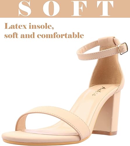Ankis Heels for Women Open Toe Ankle Strap Chunky Heel Sandals 2.75 Inch