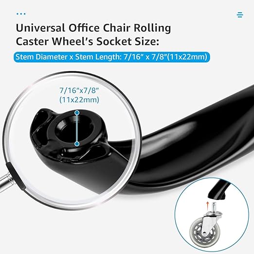 MASTERY MART Office Chair Base Replacement, 28 Inch, 2500 Lbs, Heavy Duty Metal Leg for Swivel Gaming Chair, Universal Caster Hole, Matte Black