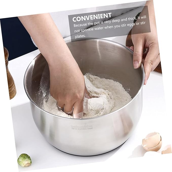 XENITE 1pc Steel Duty Whisking Storage Heavy Scale Supplies Serving Cream Mixing Blender Prep Stainless Deep Pot Grade Tool for Nesting Cooking Deeper Egg Baking Measurement Plates
