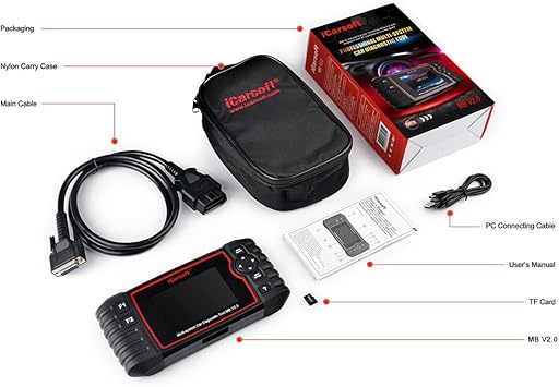 Diagnostic Scanner iCarsoft MB V2.0 Compatible for Mercedes-BenzSprinterSmart, ABS SRS Oil BLD INJ