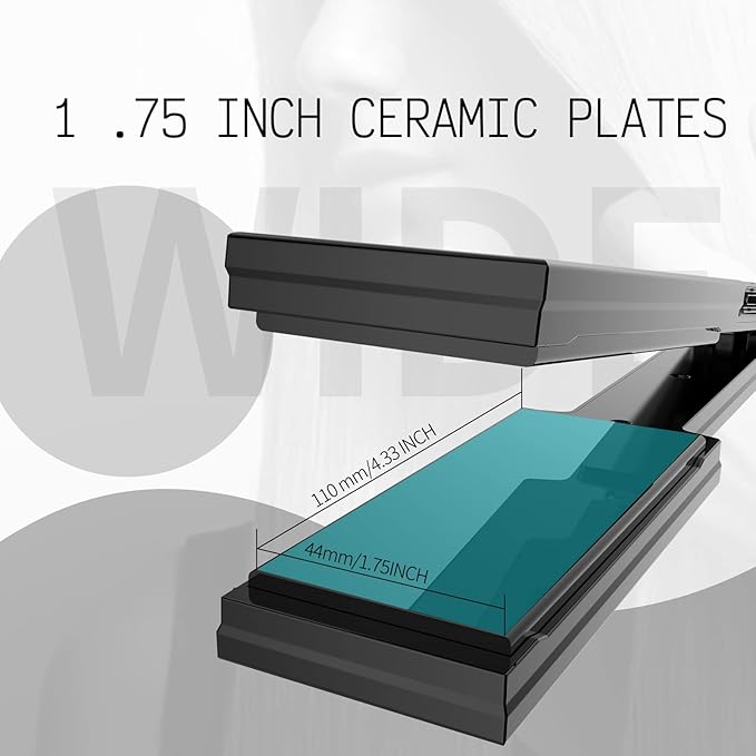 Professional Wide Titanium KK Flat Iron 1.75 Inch Hair Straightener for Straight and Curly Hair (45mm)
