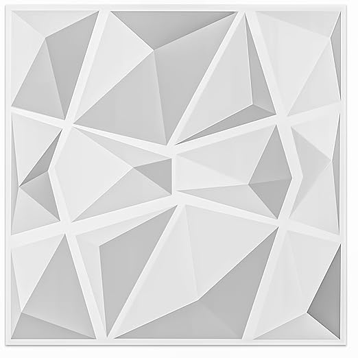 Art3d 19.7"x19.7" (Pack Of 12) Wall Panel 3D Pyramid, White