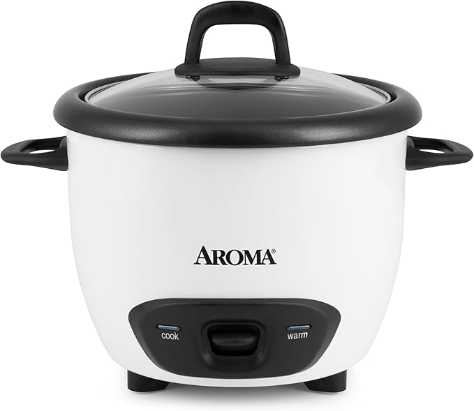 Aroma Housewares 6-Cup (Cooked) (3-Cup UNCOOKED) Pot-Style Rice Cooker (ARC-743G) , White