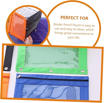 Detachable Binder Pencil Pouch Zipper Pen Holders Pencil Bag Binder Pencil Case for Office