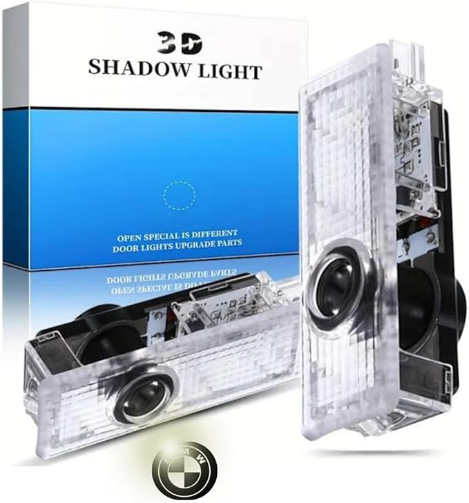 LED Car Door Light Accessories Logo Projector (Black White) HD Welcome Lights Compatible with BMW 134567MXZGT Series