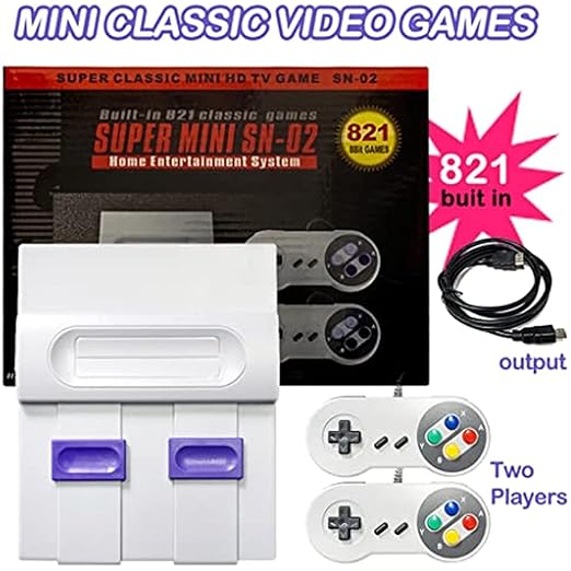 Super Mini NES Retro Classic Video Game Console TV Game Player Suitable HDMI HD TV Built-in 821 Games with Dual Gamepads