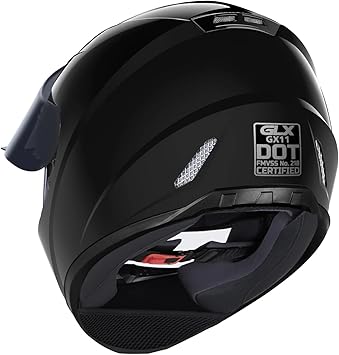 GLX GX11 Compact Motorcycle Helmet - Black, Small - Full Face w Tinted Visor, DOT Approved