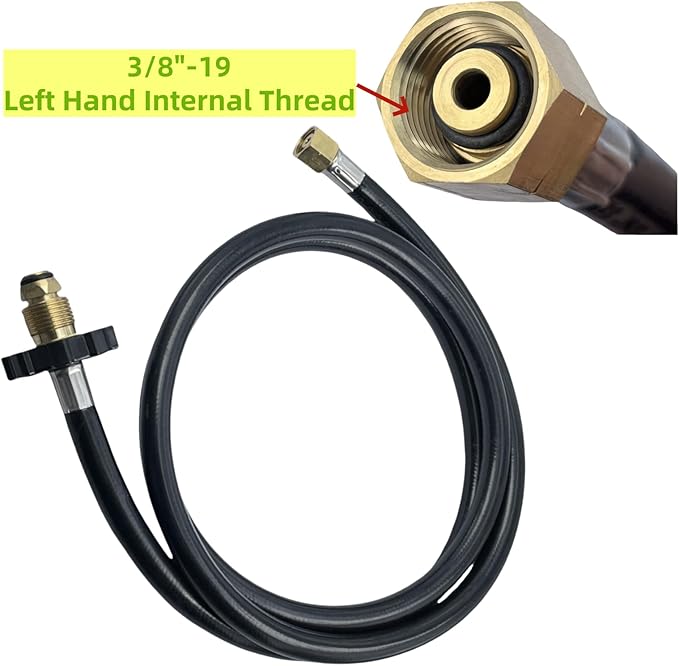 12 FT Propane Torch Hose for Connection Weed Burner Extension Connection of Propane Tank to Weed Burner Torch,G38"-19 Left Hand Internal Thread-PSI350, with Replacement O Ring Sealing Tape (12 FT)