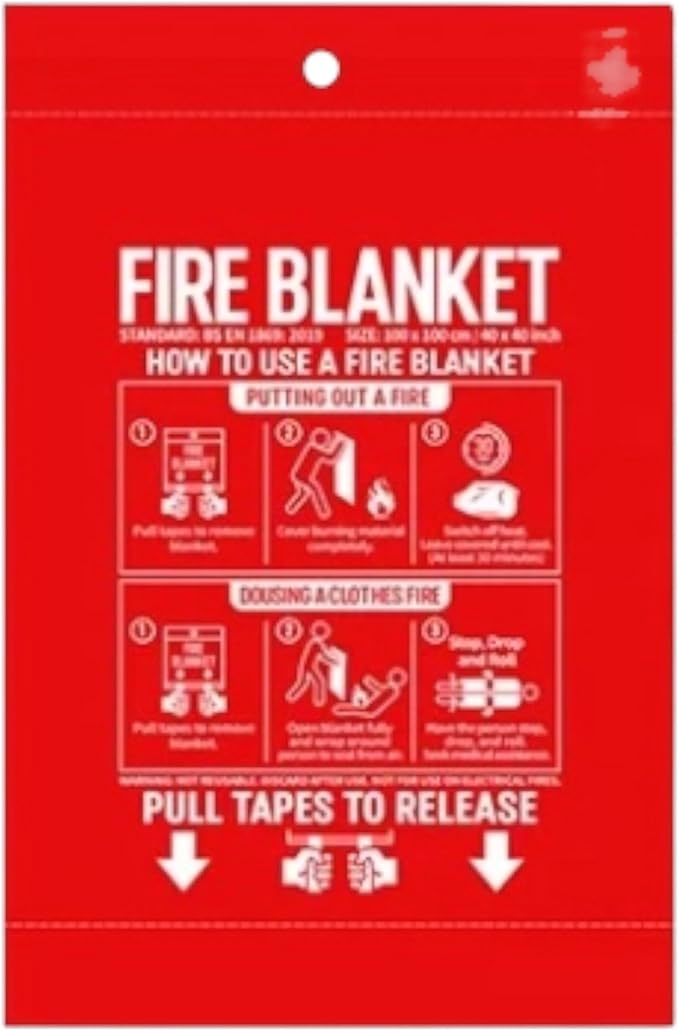 Fire Blanket, 1M x 1M (39.37in x 39.37in), EN-1869:2019 Standard