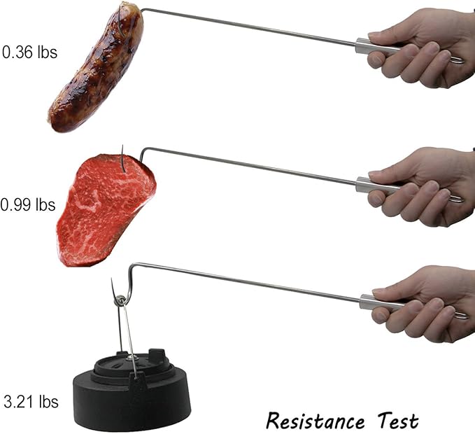 Food Flipper Turner Hooks Stainless Steel BBQ Meat Hook Cooking Barbecue Turners Hooks Grill Accessories for BBQ Steak,Tri-Tips,Patties Sausages Ribs Chicken Breast Roasts