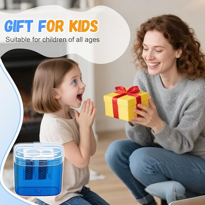 Pencil Sharpeners with Lid, 2025 New Dual Holes Compact Colored Handheld Pencil Sharpener, Manual Pencil Sharpeners, Little Sharpener for Crayons Pastel Colouring Liners Pencils (2pcs-Yellow)