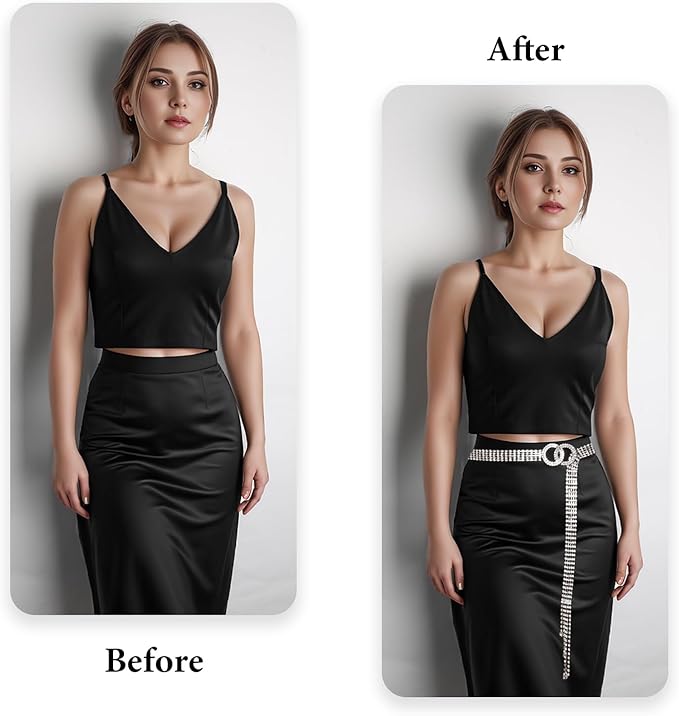 Heliltd Rhinestone Chain Belt with Adjustable Crystal Waistband for Dress Jeans