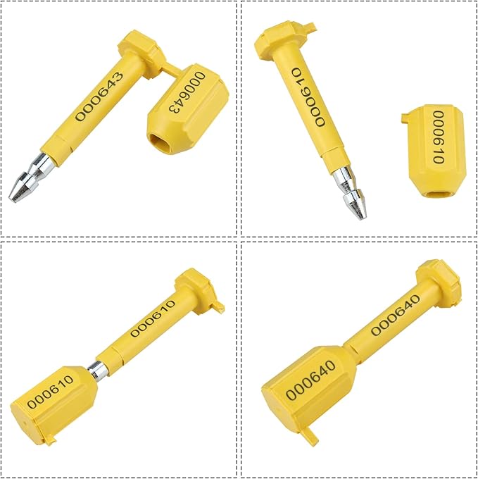 NovelBee 100pcs - 0325801- 0325900 Bolt Seal Shipping Seal with Print Progressive Numbering for Cargo Containers and Truck Trailers, Cargo Container Seals (Yellow)
