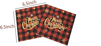 40pcs Christmas Napkins 2 Ply Red White Black Christmas Themed Guest Napkins Winter Paper Napkins Disposable Hand Towels for Christmas Holiday Table Decorations 6.5"