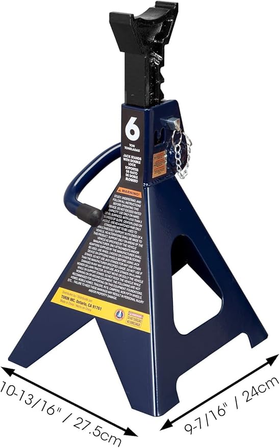 BIG RED AT46002AUR Torin Double Locking Steel Jack Stands, 2 Pack, 6 Ton (12,000 lb), Blue