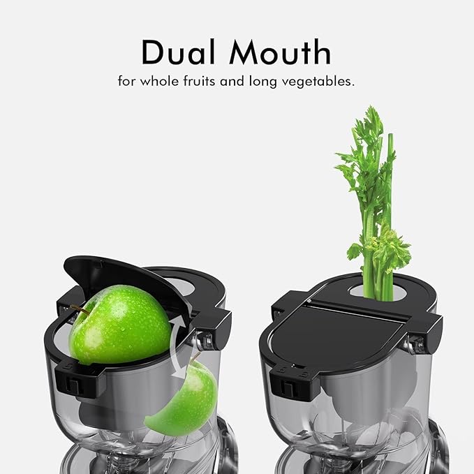 Cold Press Juicer Machine, SiFENE Slow Masticating Juicer, 83mm Wide Chute for Whole Fruits Vegetables, Easy to Clean, High Yield, Non BPA, Gray