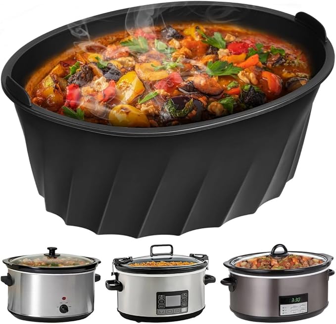 Oval Liner Compatible With 6-8 Qt Slow Cookers, Leakproof Dishwasher-Safe Slow Cooker Insert, Reusable Silicone Slow Cooker Liner, Large-Capacity Non-Stick Crock Pot Liner