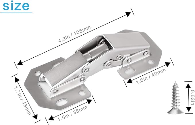 2-Pack Hidden Hinges for Cabinet Doors Frameless, Concealed Cabinet Hinges, Surface Mount Hinges
