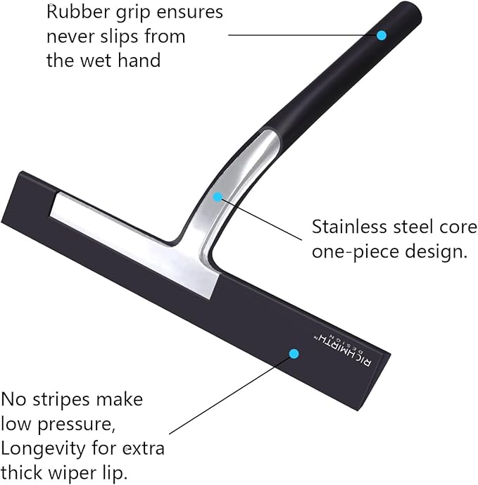 RICHMIRTH Silicone Rubber Blade Shower Squeegee 9" in Width Window Car Squeegee for Shower, Glass, Window