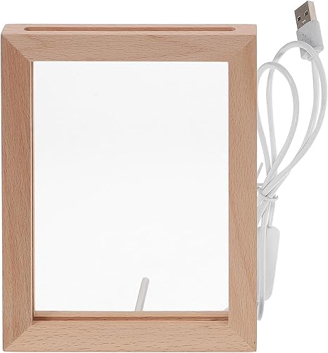 Uonlytech Glowing LED Night Light Wooden Photo Frame