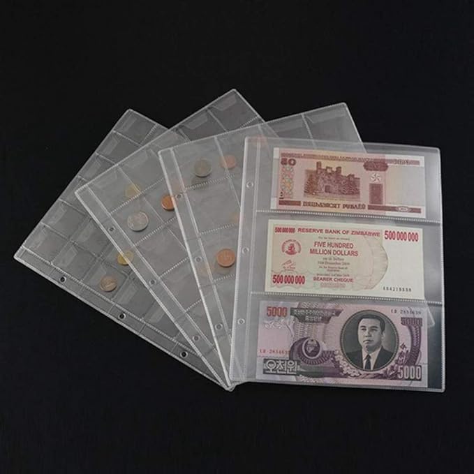 Briartw 10Pcs Sheet Coin PVC Grid Bag Coin Cash Money Storage Card Organizer Bags Transparent Stamp Coins Holder Album Bag
