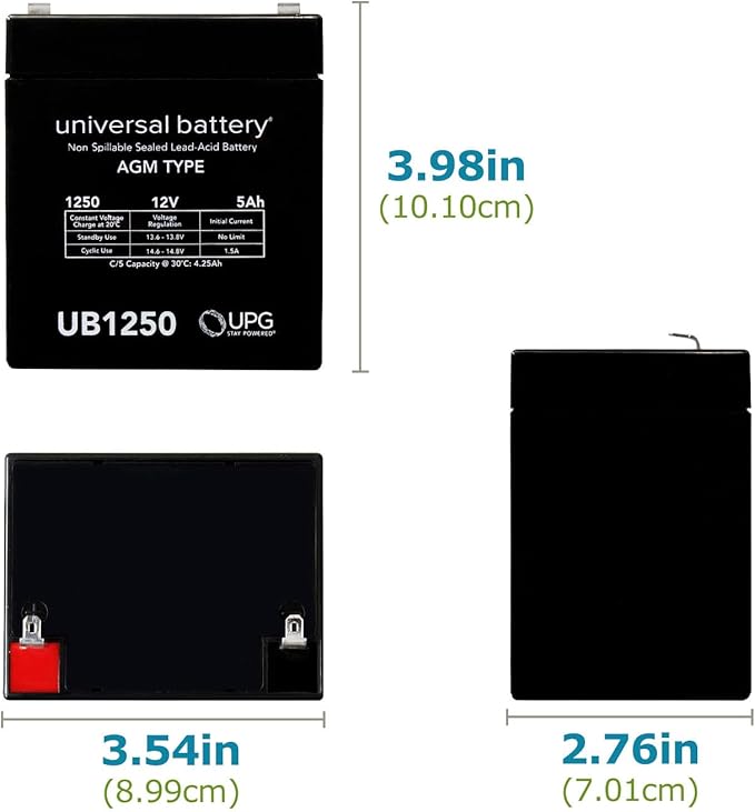 UB1250 12V 5AH Sealed Lead Acid (SLA) Battery .187 TT