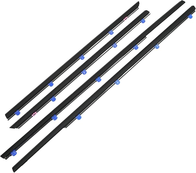 Motoforti Weatherstrip Window Trim Seal Belt Kit, Car Outside Window Seal Belt, for Honda Civic 2012-2015, ABS, 72450TR0A01, Black, 1 Set, Front Rear Left Driver Right Passenger Side