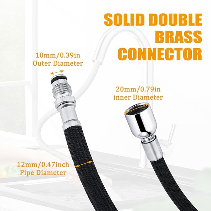 K-1219935-BC Hose or Kohler Pull-Down Kitchen Faucet, Pull-Out Hose with 13.5oz Weight Ball, Classic Pull-Out Hose for Kohler K-1219935-BC/K-1304674-BC Hose Replacement Parts