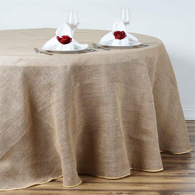 1 Pc of 90-Inch Round Natural Brown Burlap Tablecloth Wedding Birthday Party Linens