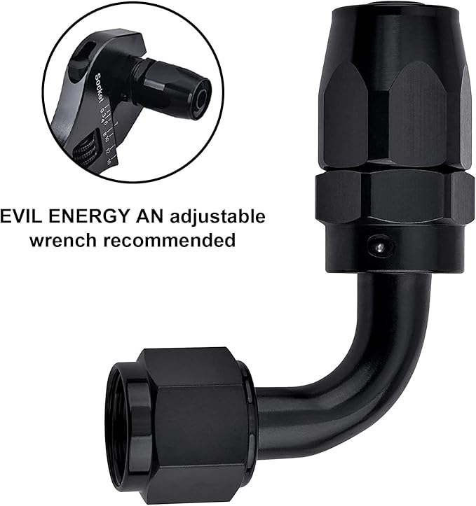 EVIL ENERGY 6AN Hose End Fitting 90 Degree Swivel for CPE Braided Hose Black