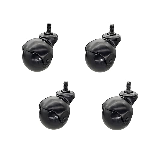 4pcs Caster Wheels, Swivel Plate Ball Casters Set of 4, Antique Furniture Casters Brass, Heavy Duty, Office Chair Caster(Black 1.5'')